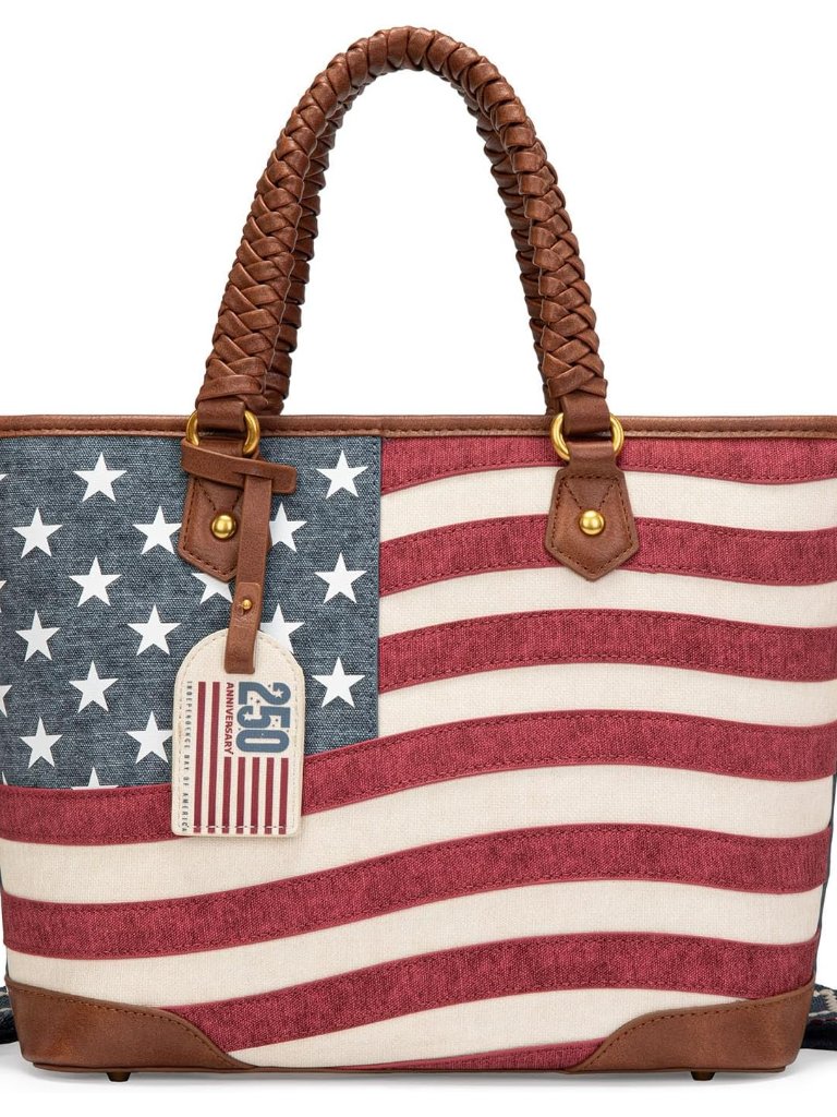 American Flag Tote Bag For Women Vintage Patriotic Western Shoulder Purse With B